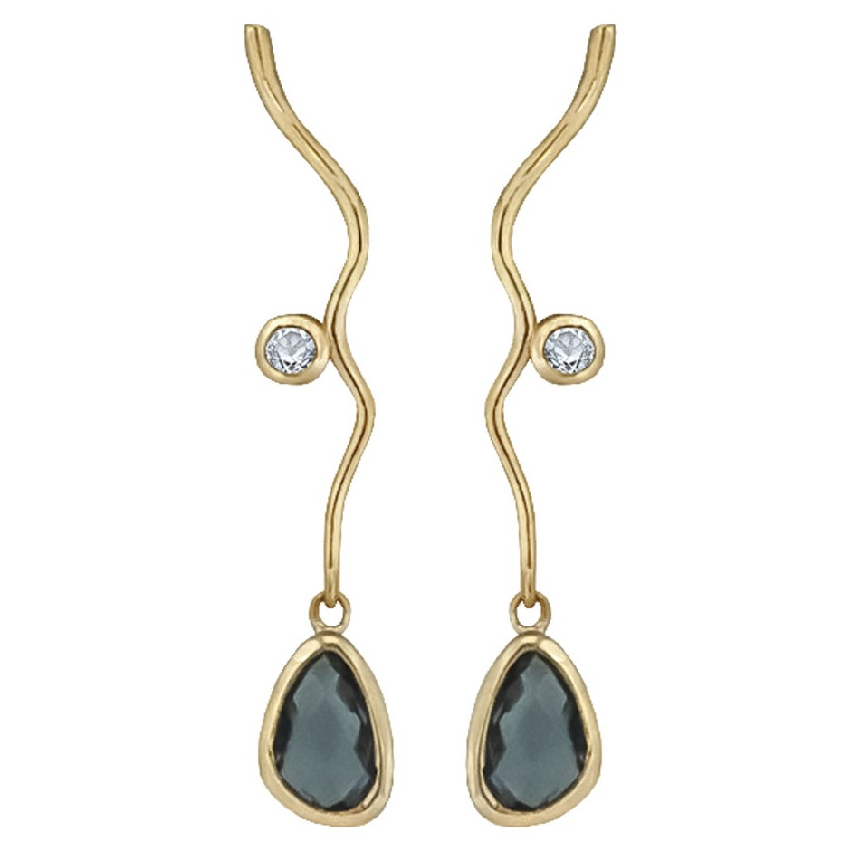 Guld øreringe Med Sten 14 Karat Med Blå Topas Fra Rabinovich Evening Star