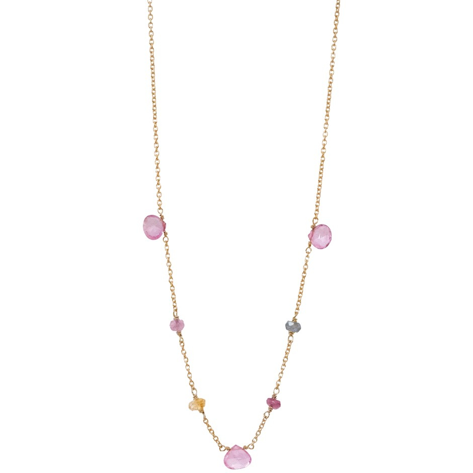 Forgyldt Halskæde Med Pink Turmalin Grøn Turmalin Pink Topas Citrin Rabinovich Design Smykker Til Kvinder