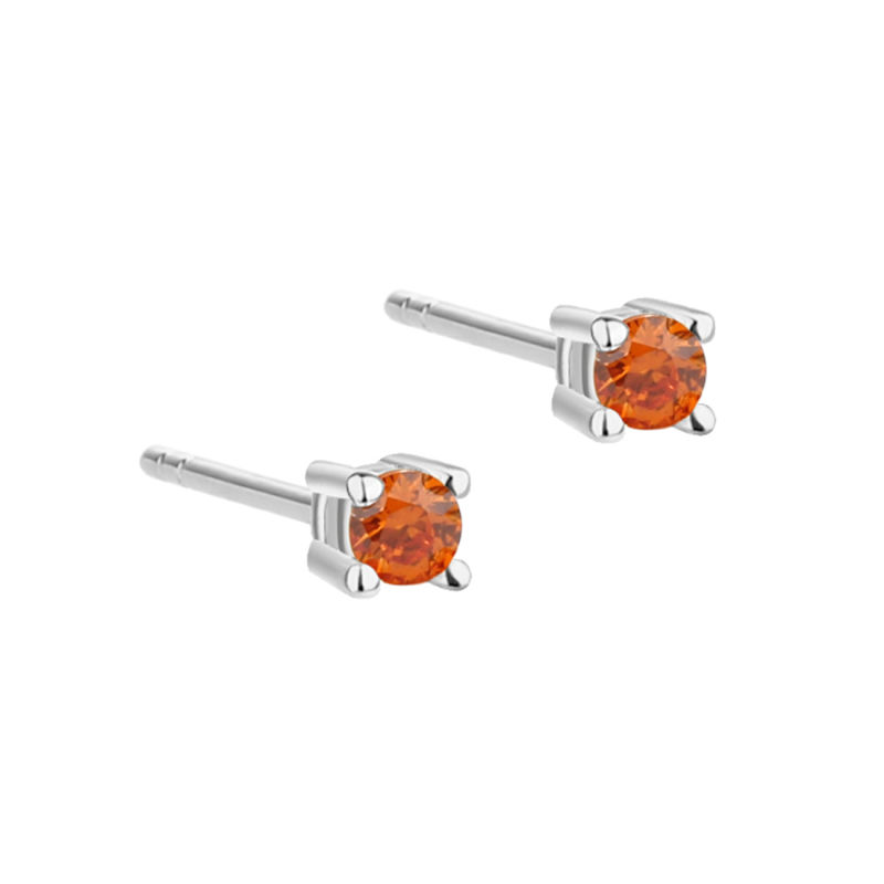Mini Kaya Orange Earstud  Silver