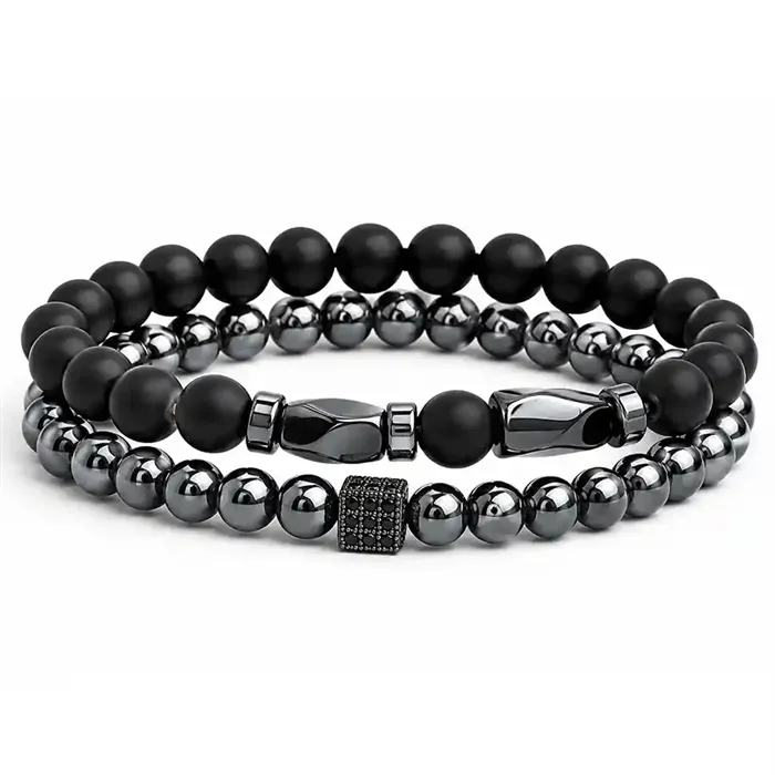 Noir Hematit Armbåndssæt - Sort Gunmetal