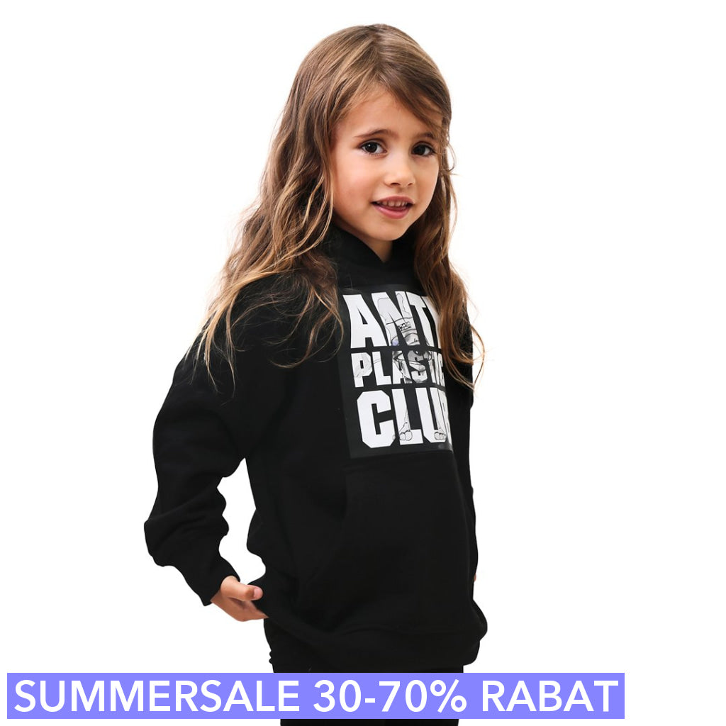 Anti Plastic Club - Limiteret Sort Hoodie Hættetrøje Kids - Drengpige