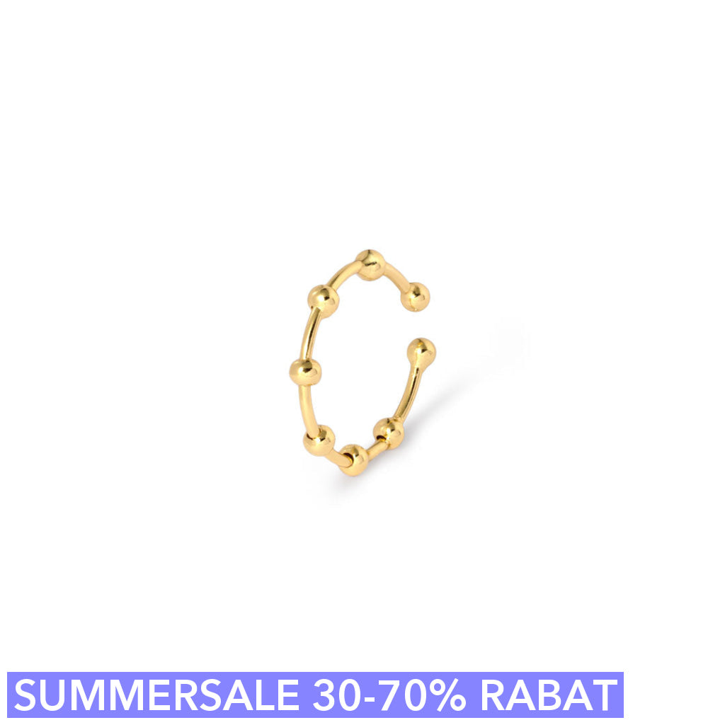 Cuff Fingerring - Dotondot - Onesize Regulerbar Størrelse - 18 Karat Forgyldt Sterling Sølv