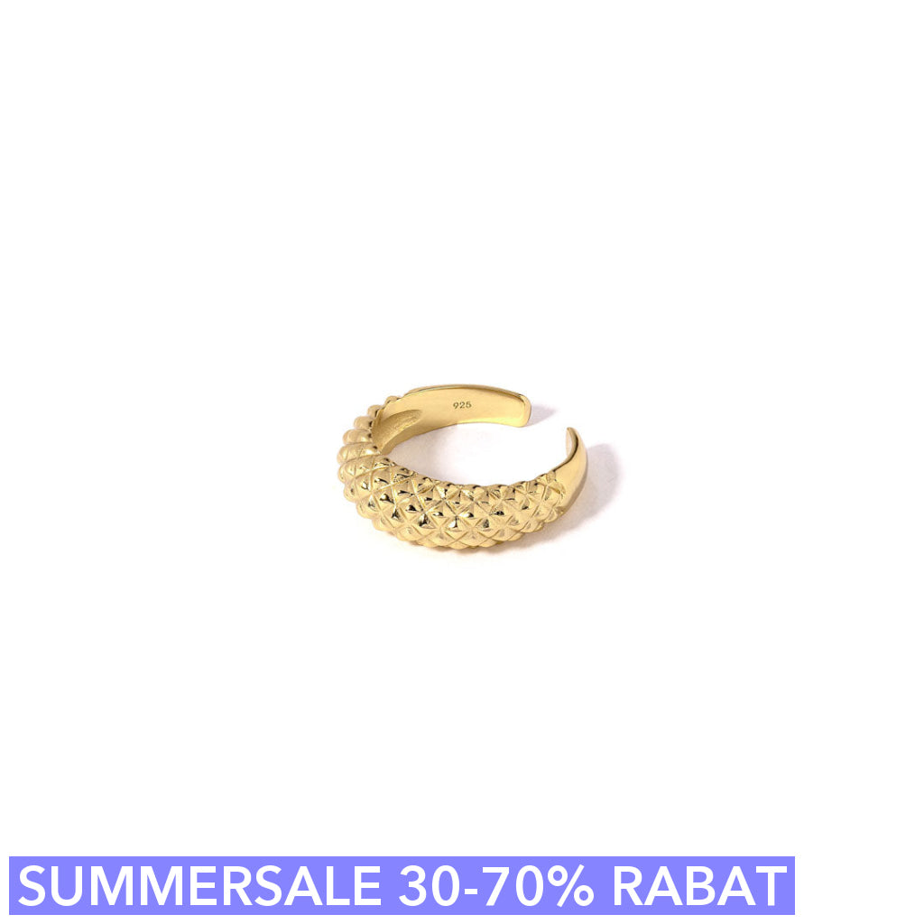 Fingerring Cuff - Weaved - Onesize Regulerbar Størrelse - 18 Karat Forgyldt Sterling Sølv