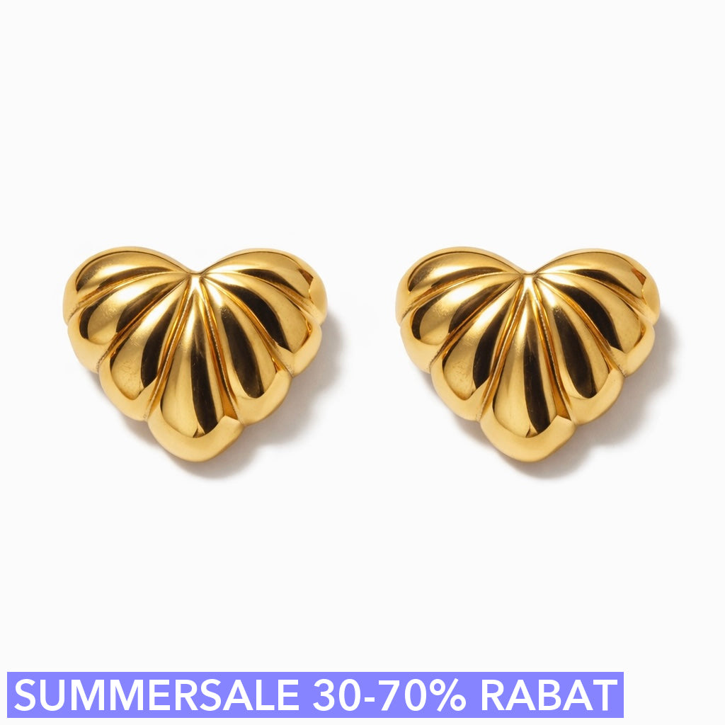øreringesæt - Heartshell - 18 Karat Forgyldning