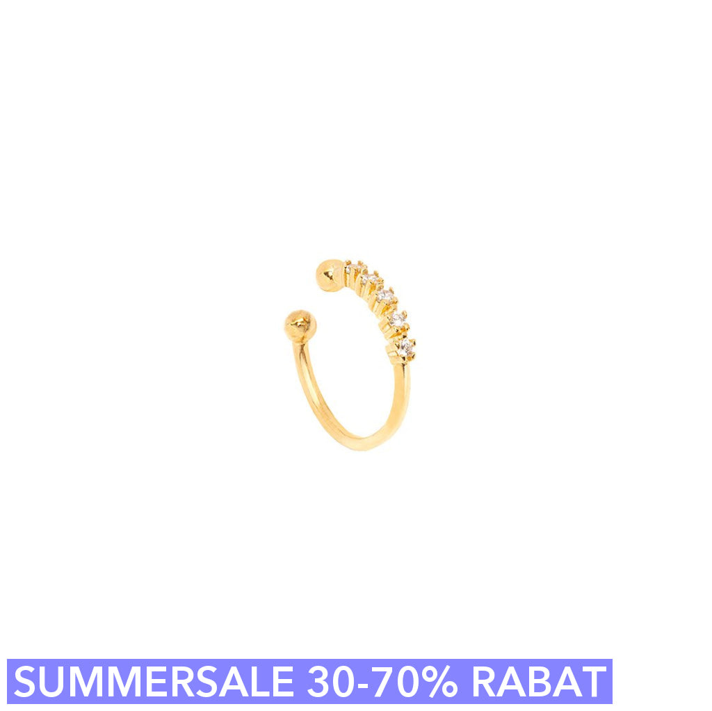 Cuff  ørering - Quintet - Onesize Regulerbar Størrelse - 18 Karat Forgyldt Sterling Sølv