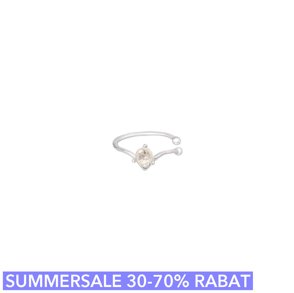 Cuff  ørering - Romanticuff - Onesize Regulerbar Størrelse - Sterling Sølv Med Månesten
