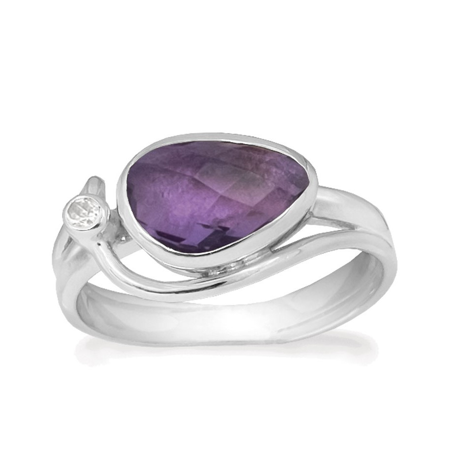 Rabinovich - Ametyst Ring Sølv - Breezy - Størrelse 51