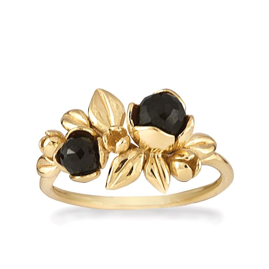 Rabinovich - Forgyldt Ring Med Sort Spinel - Inner Secret - Størrelse 51