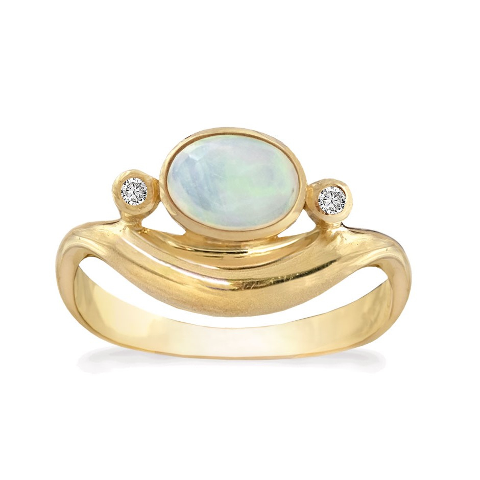 Rabinovich - Guldring Opal Diamant - Elegant Opal - Størrelse 51