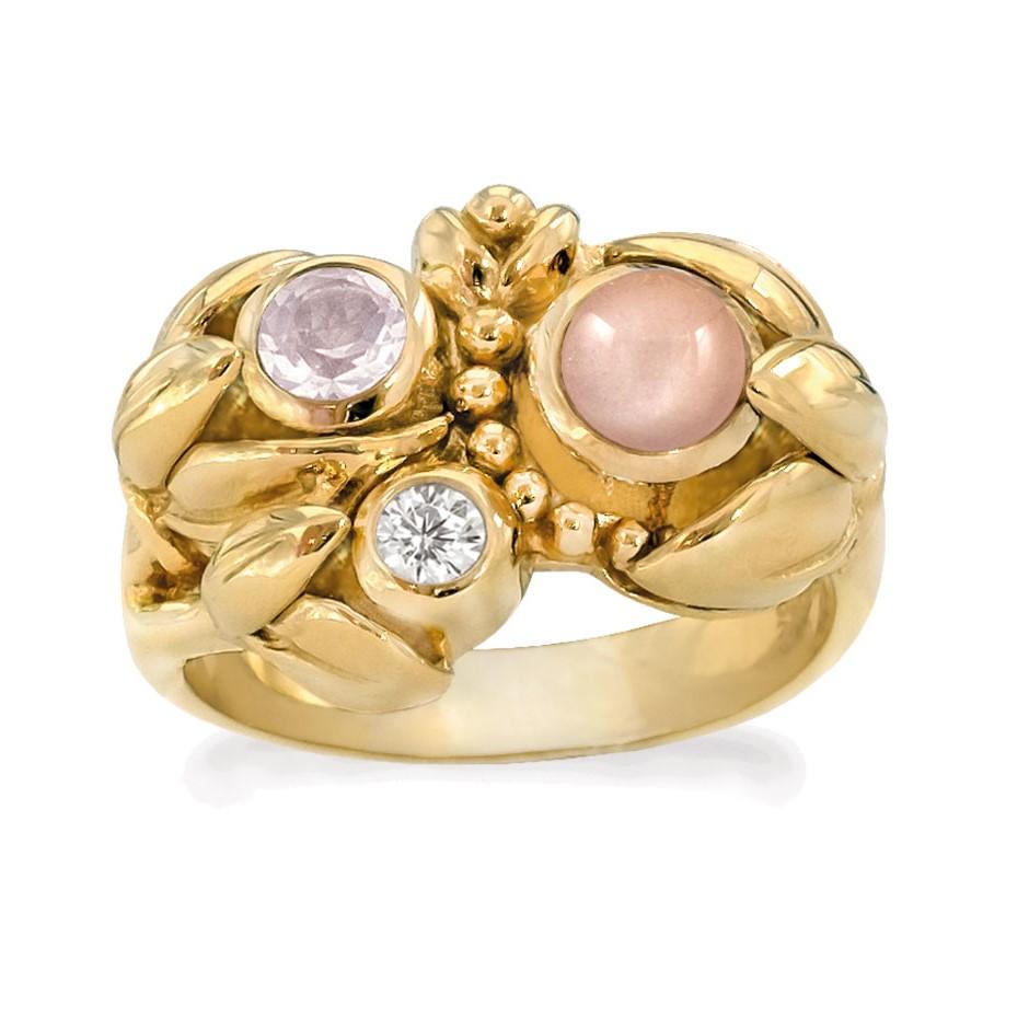 Rabinovich - Ring Forgyldt Med Peach Månesten - Water Lily - Størrelse 51