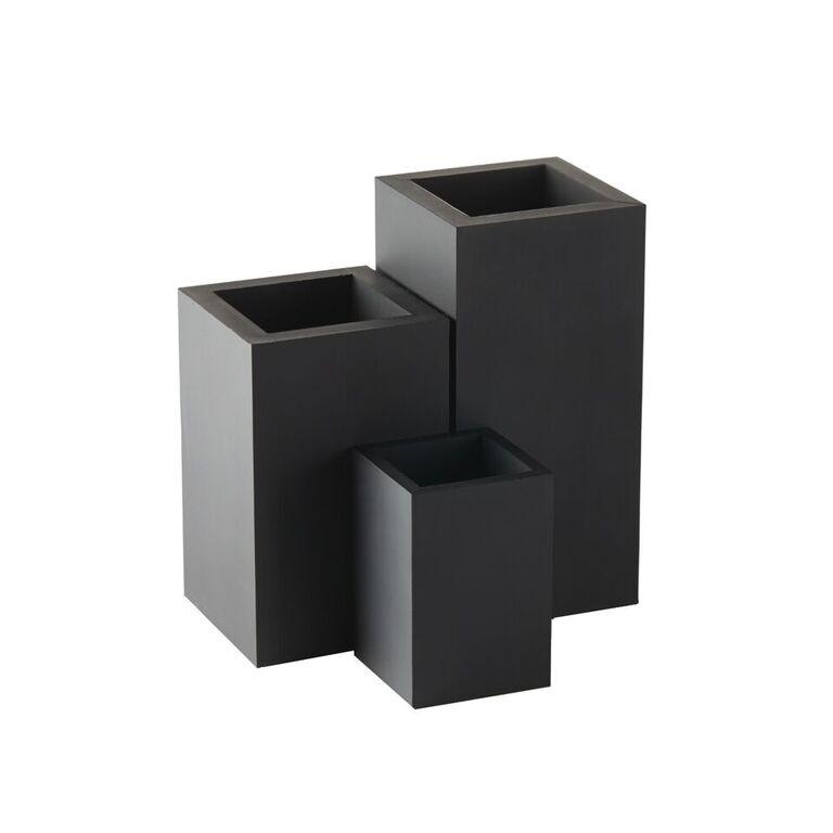 Sej Design Rektangulær Beholder I Sort Gummi Fra 110- Kr Vaser 3 Størrelser Hurtig Levering - Størrelse 11x11x23 Cm Stor