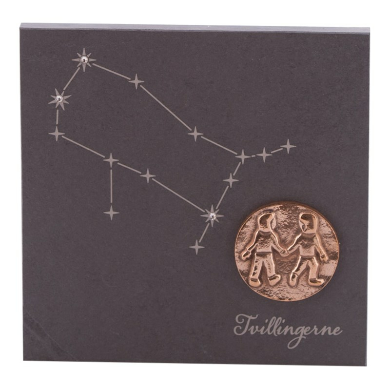 Stjernetegn 145 X 145 Cm Billede 399- Kr Skifer Bronze Swarovski Krystaller Alletiders Gaveide - Stjernetegn Tvilling 2205-2106