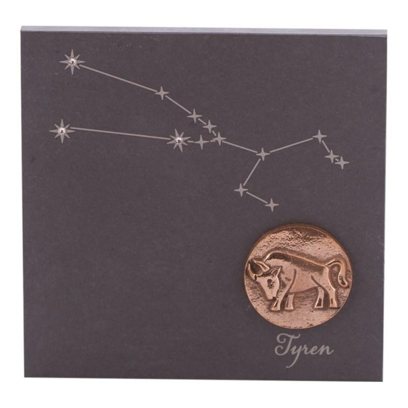 Stjernetegn 145 X 145 Cm Billede 399- Kr Skifer Bronze Swarovski Krystaller Alletiders Gaveide - Stjernetegn Tyr 2104-2105