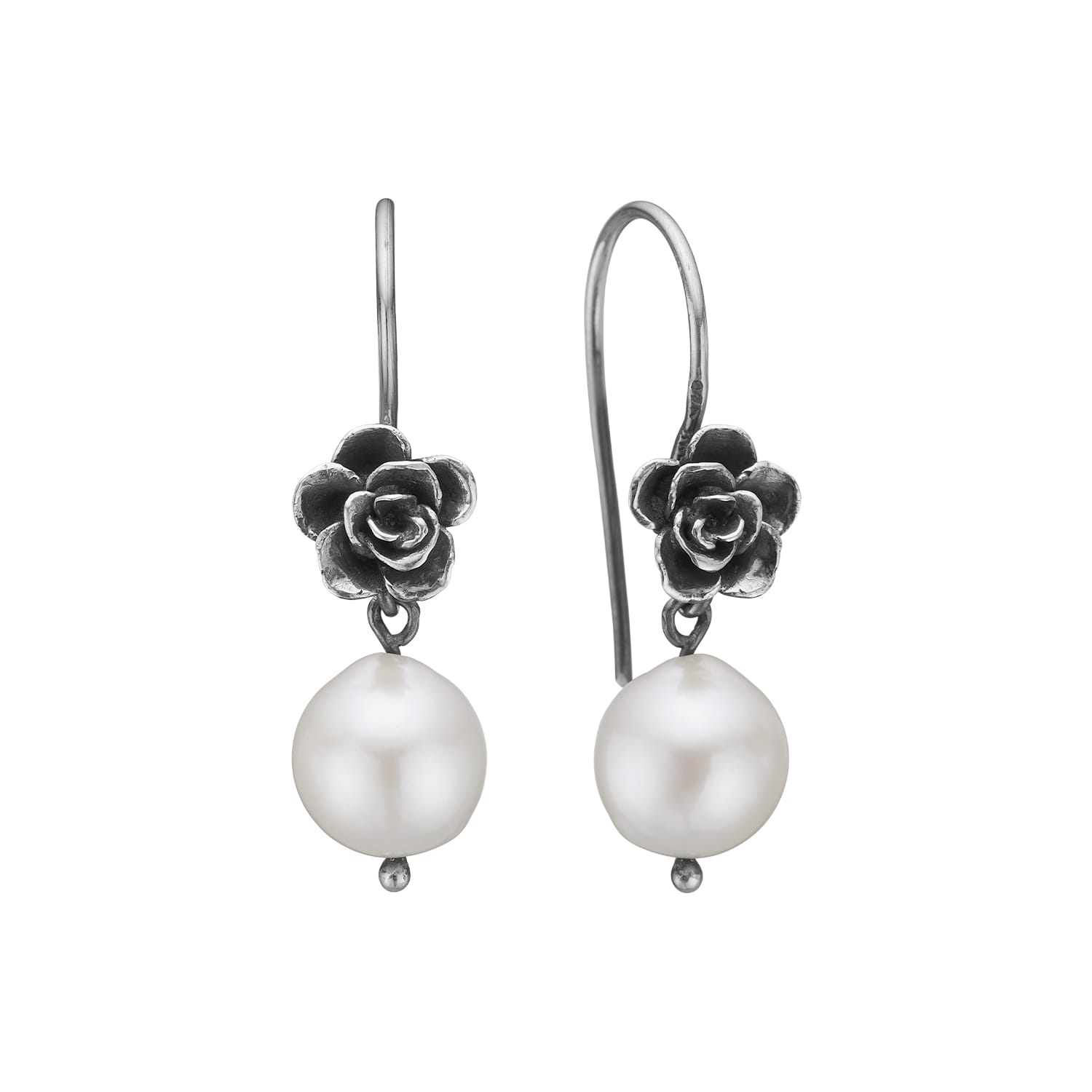Aphrodite Silver Rose Pearl ørehængere