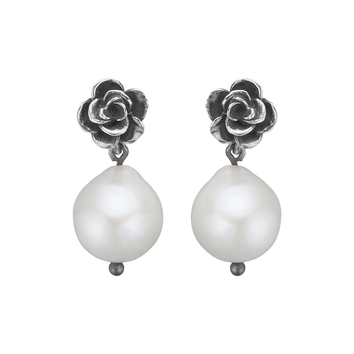 Aphrodite Silver Rose Pearl ørestikkere