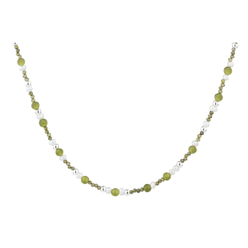 Aya Olive Necklace  Silver