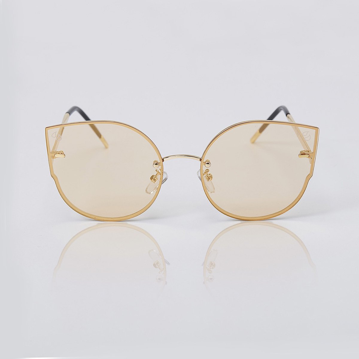 Guld Cat Eye Solbriller - Golddropps - Med Guldfarvet Brillestel
