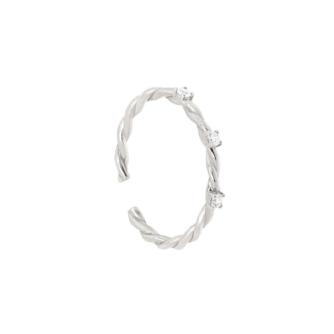 Oversize Cuff ørering Fingerring - Twisty - Onesize Regulerbar Størrelse - Sterling Sølv