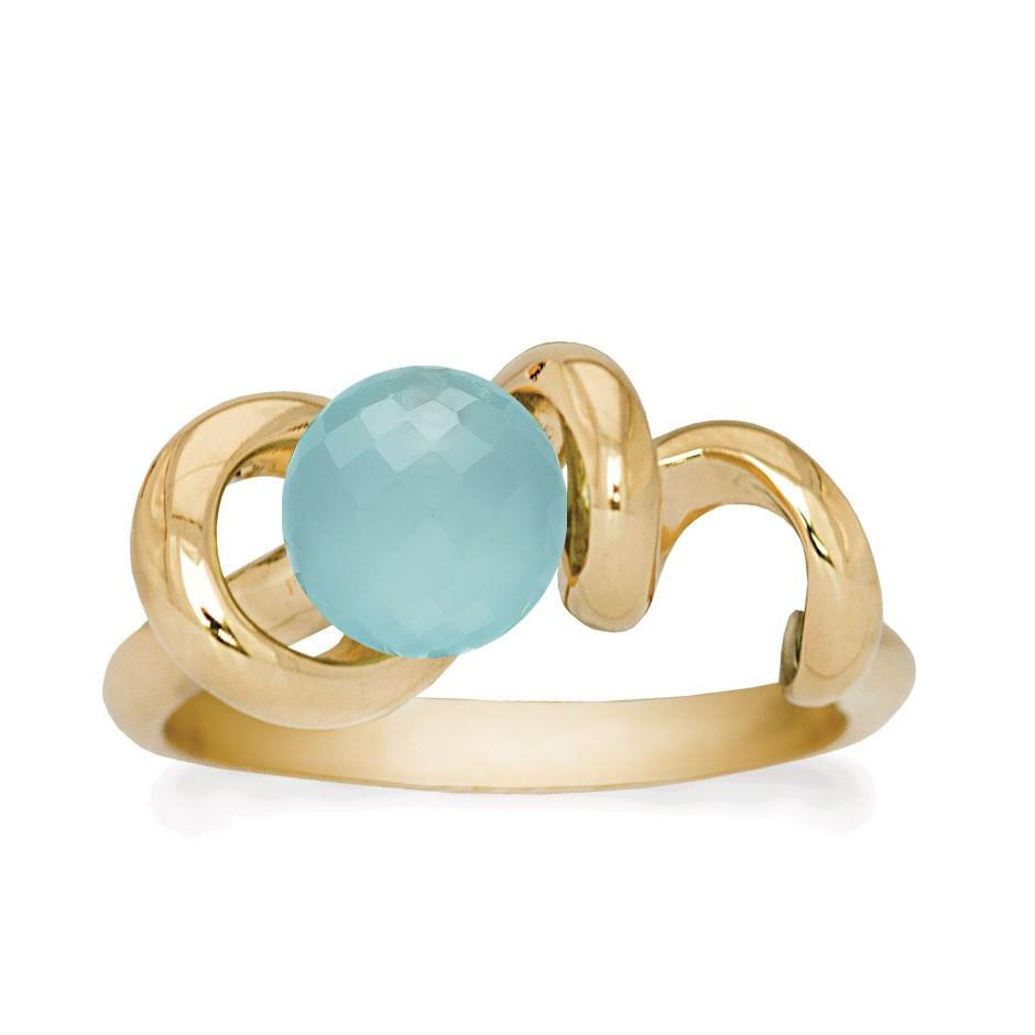 Rabinovich - Forgyldt Ring Med Sten Calcedon - Soft Line - Størrelse 51