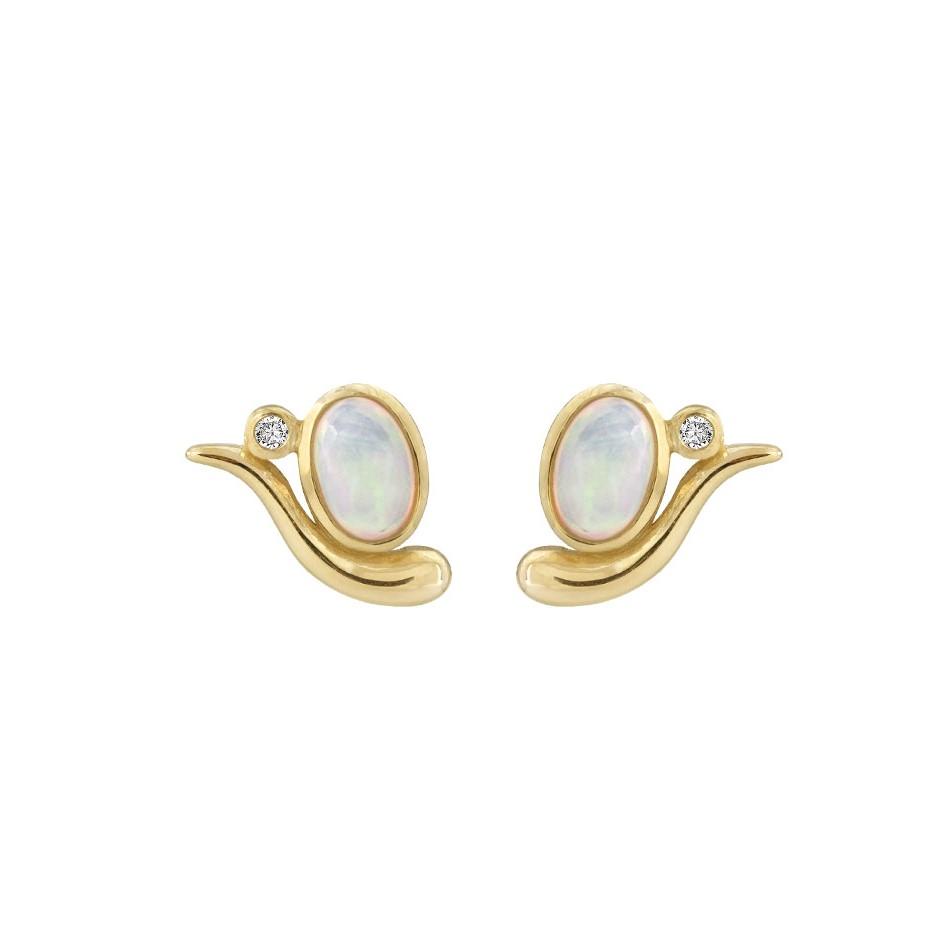 Rabinovich - Guld ørestik Opal Diamant - Elegant Opal