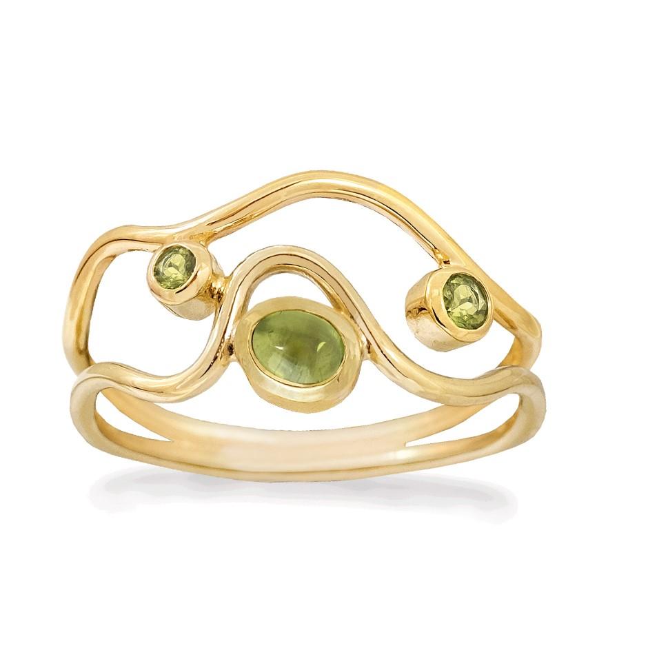 Rabinovich - Guldring Med Grønne Sten - Delicate - Størrelse 51