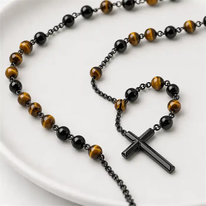 San Luca Nero Rosenkrans Med Tigereye Perler