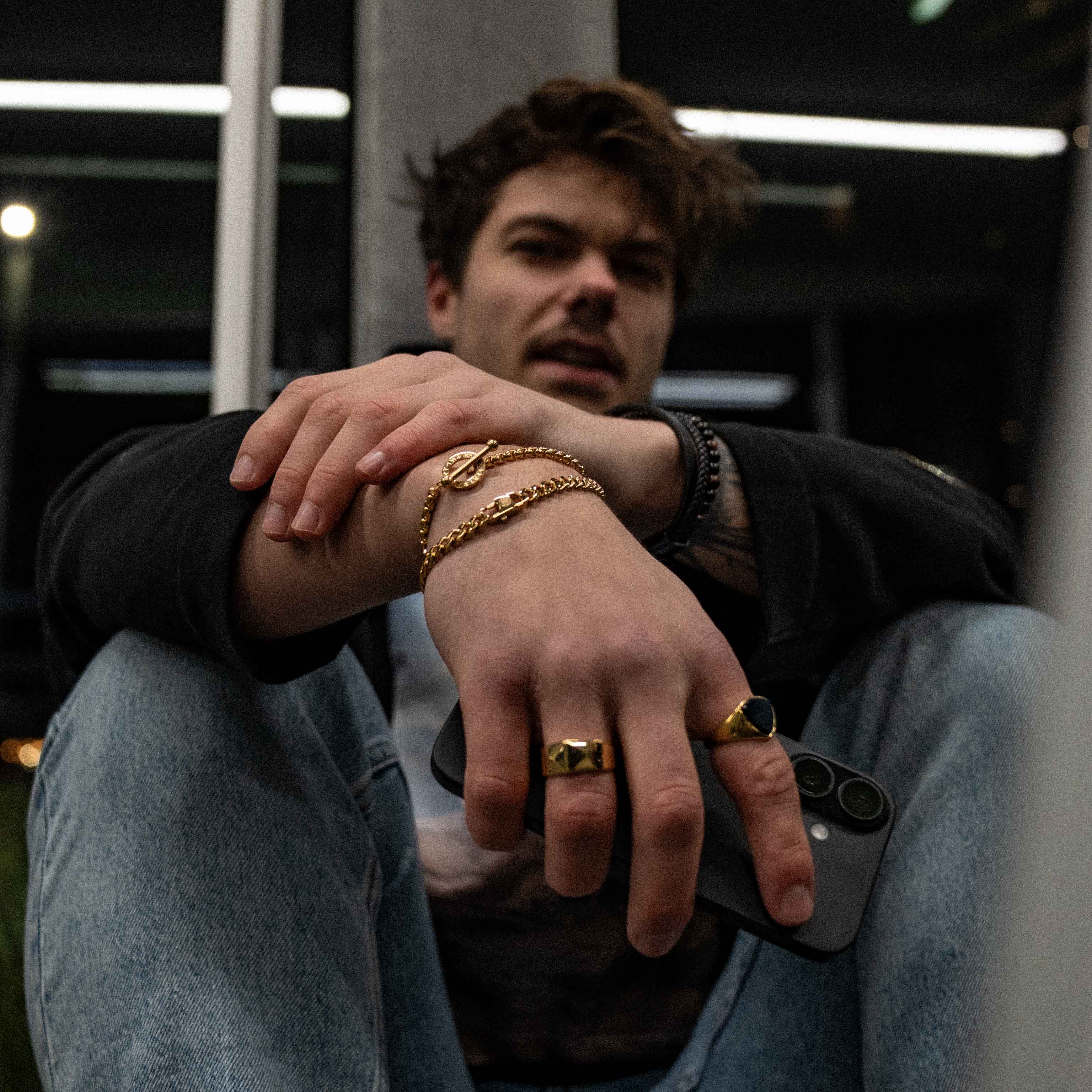 Black Onyx Polygon Signet Ring Guld - Str 6 - Herre - Northern Legacy