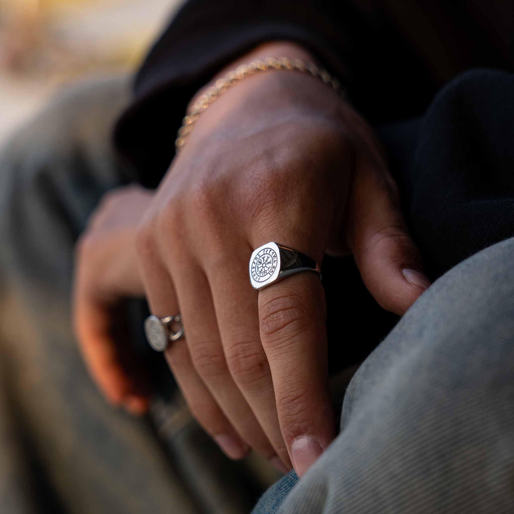 Vegvisir Signet Ring Sølv - Str 6 - Herre - Northern Legacy