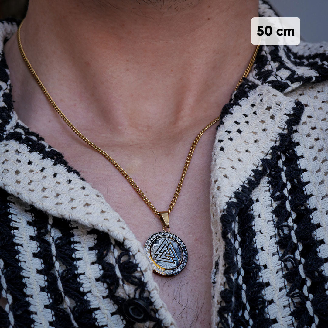 Valknut Pendant Guld - 60 Cm - Herre - Northern Legacy