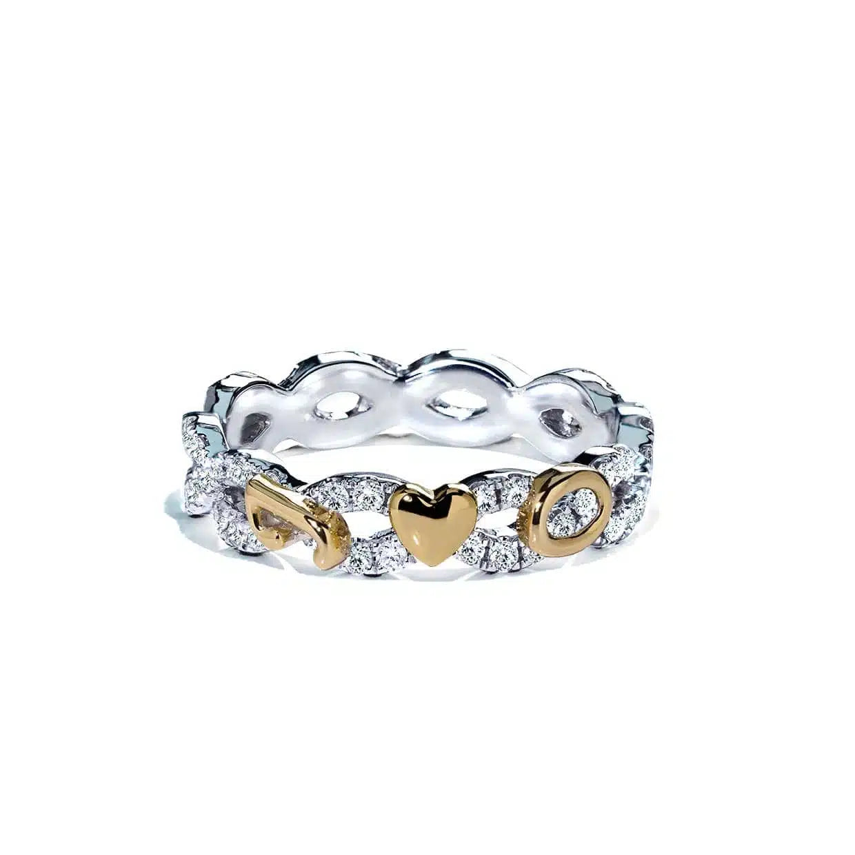 Diamantring Eternity Twist Micropav? Med Initialer Og Diamanter I Hvidguld - 14k Guld  66
