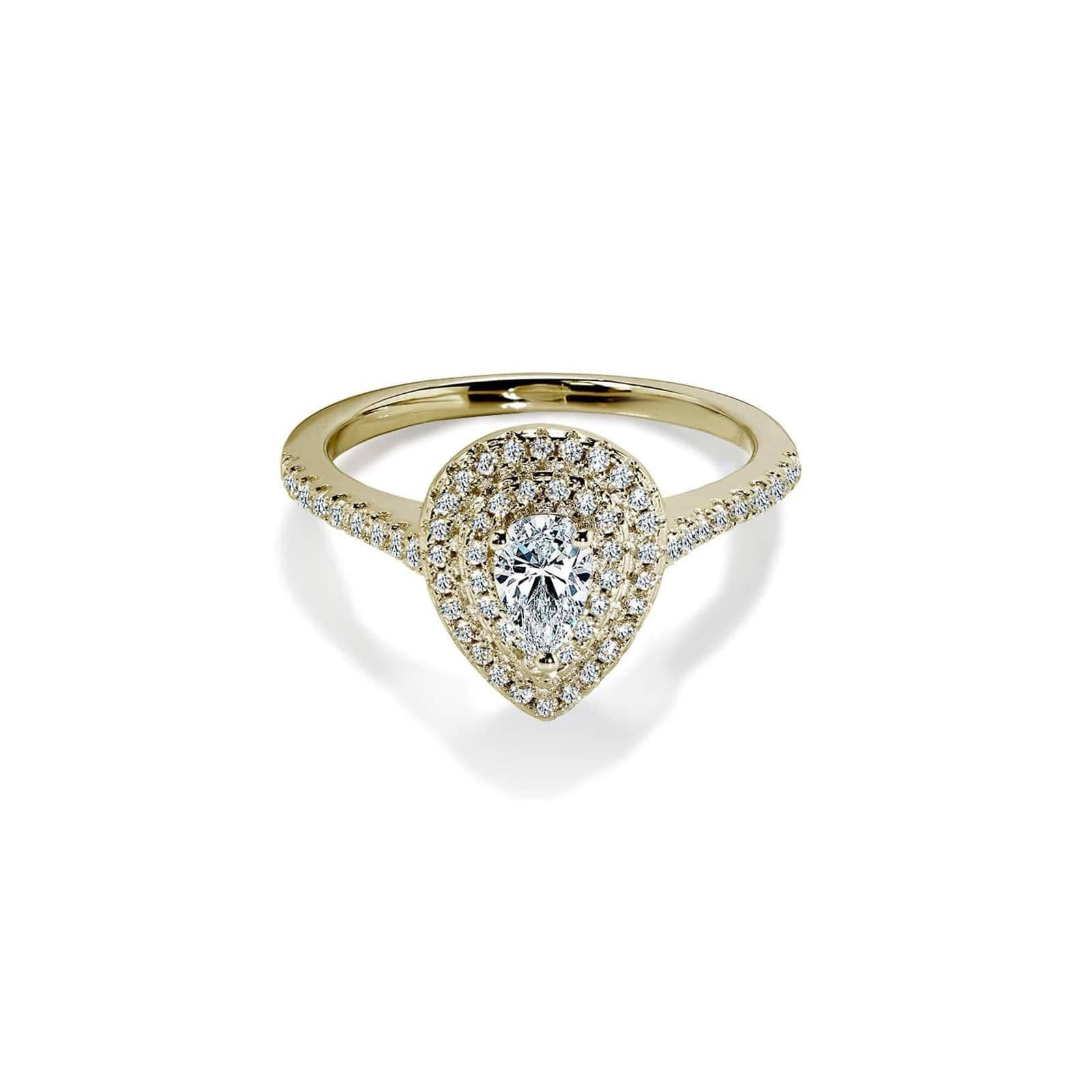 Oxford Dobbelt Halo Pear Forgyldt Ring - 48