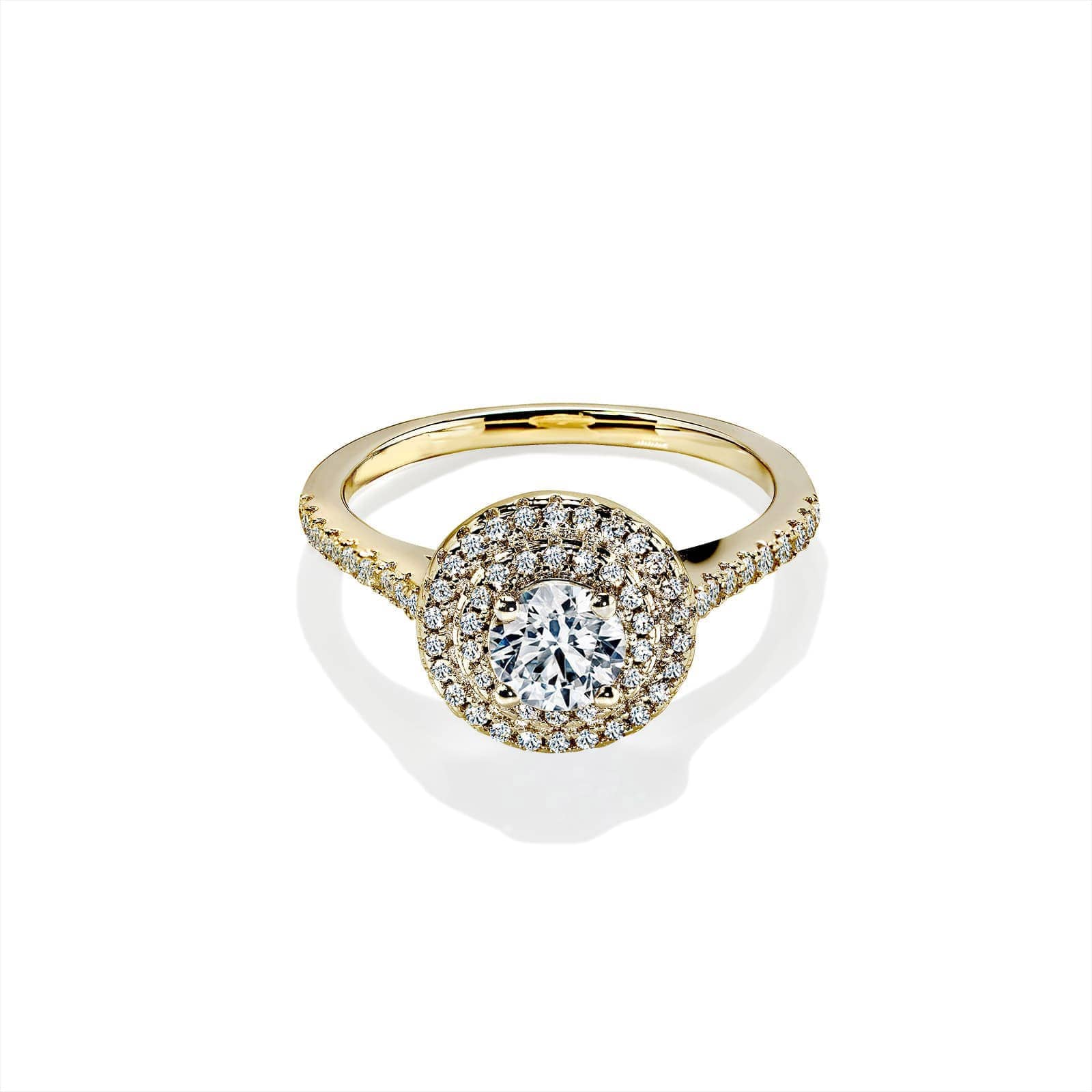 Isadora Rund Safir Forlovelsesring Med Dobbelt Diamant Halo I Guld - 14k Guld  66