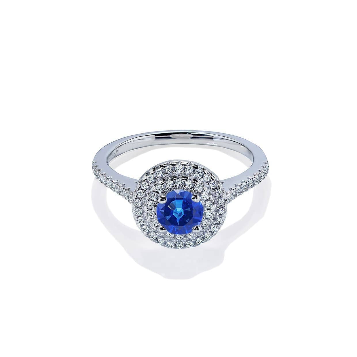 Grace Blå Safir Forlovelsesring Med Dobbelt Halo Af Diamanter - 14k Guld  66