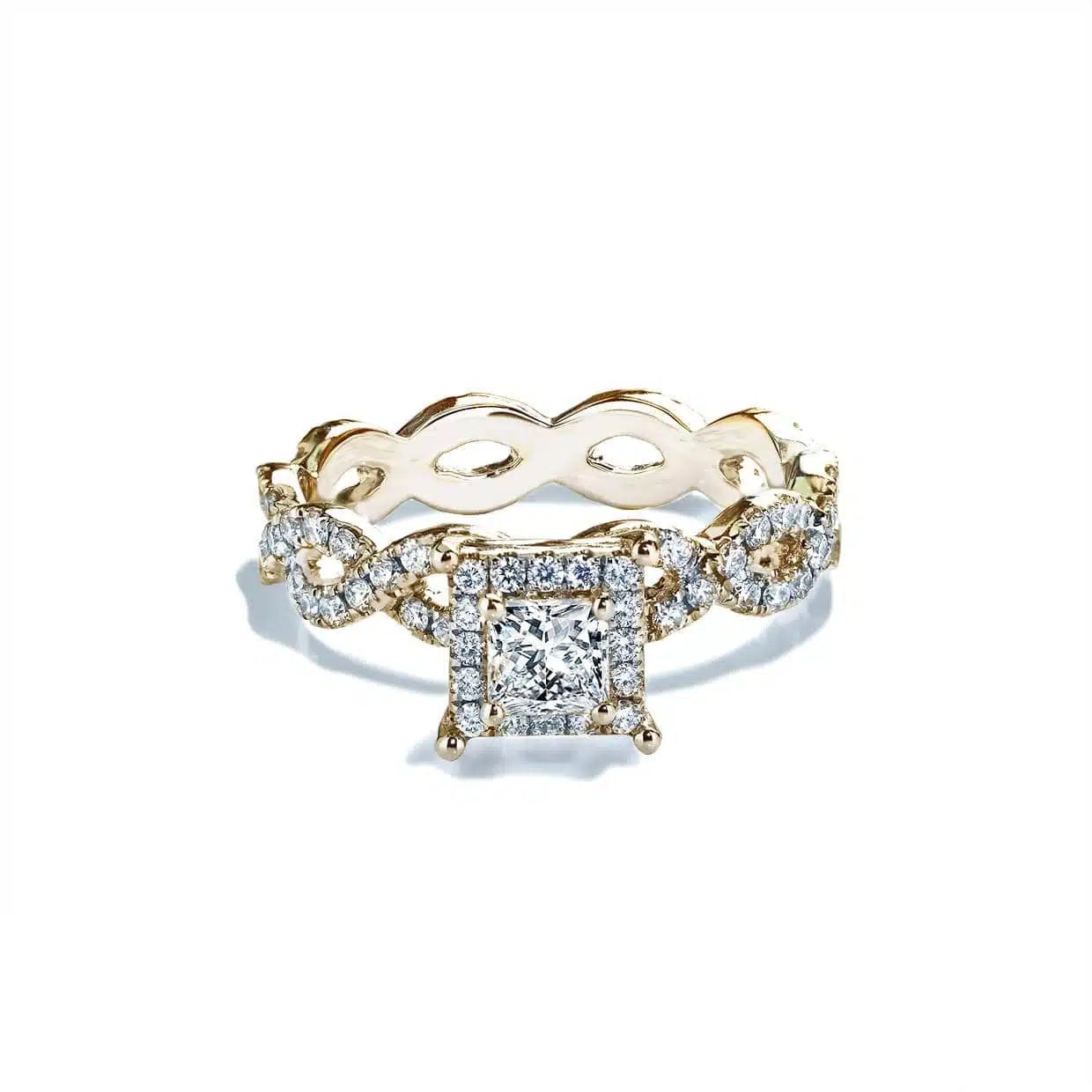 Amora Forlovelsesring Med Eternity Twist Diamantbånd Og Safir - 14k Guld  66