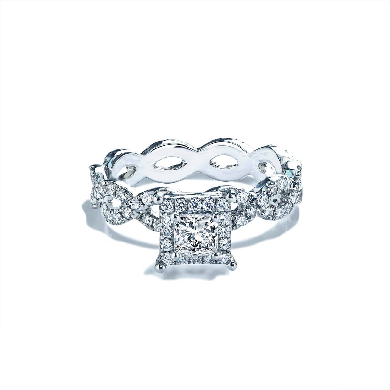 Amalia Eternity Twist Forlovelsesring Med Firkantet Safir Og Diamanter - 14k Guld  66