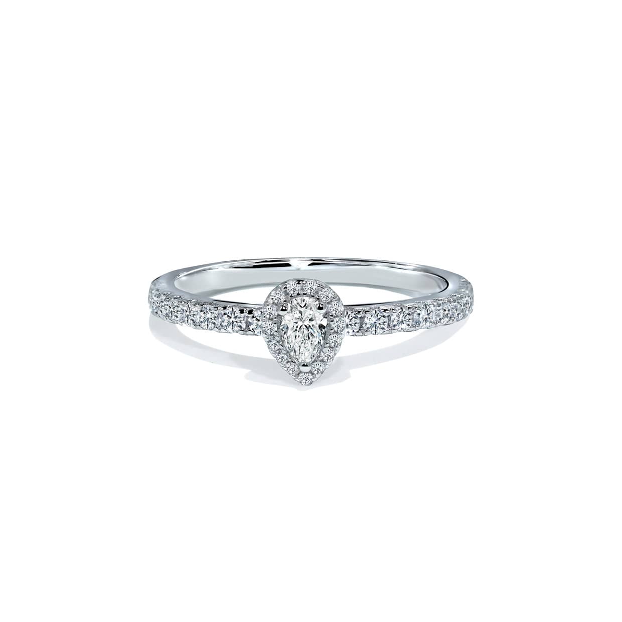 Venedig Pæreformet Halo Diamant Forlovelsesring - 14k Guld 66