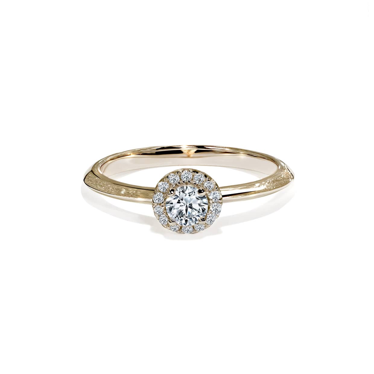 Rund Halo Diamant Forlovelsesring I Guld - 14k Guld 66