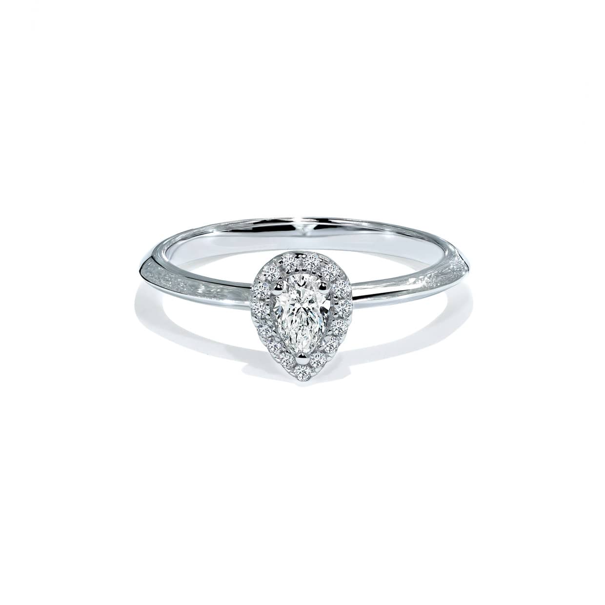 Milano Pæreformet Diamant Forlovelsesring Med Diamant Halo - 14k Guld  66