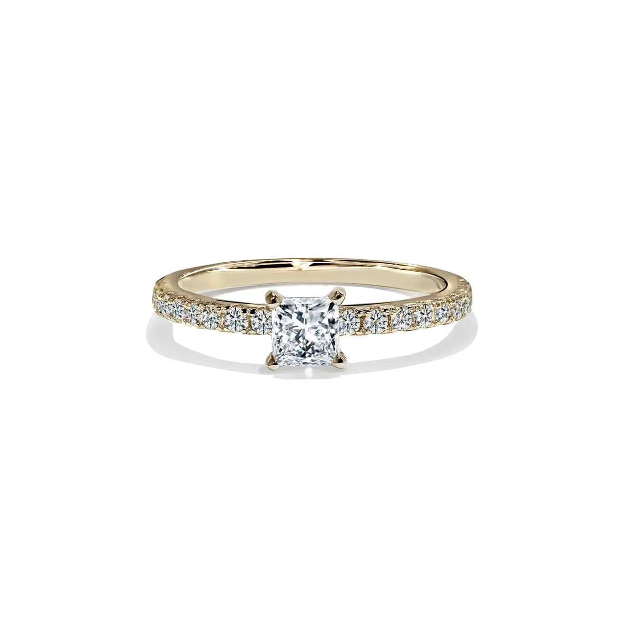 Bellagio Solitaire Princess Cut Forlovelsesring Med Sidediamanter - 14k Guld 66