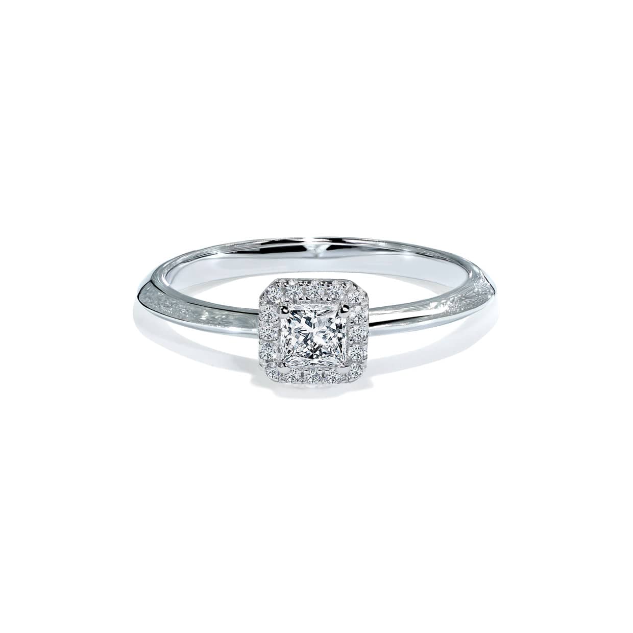 Oxford Silver Halo Square Solitaire Ring - 48