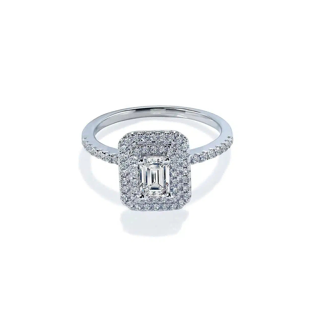 Corfu Forlovelsesring Med Hvid Emerald Cut Safir Og Diamanter - 14k Guld  66