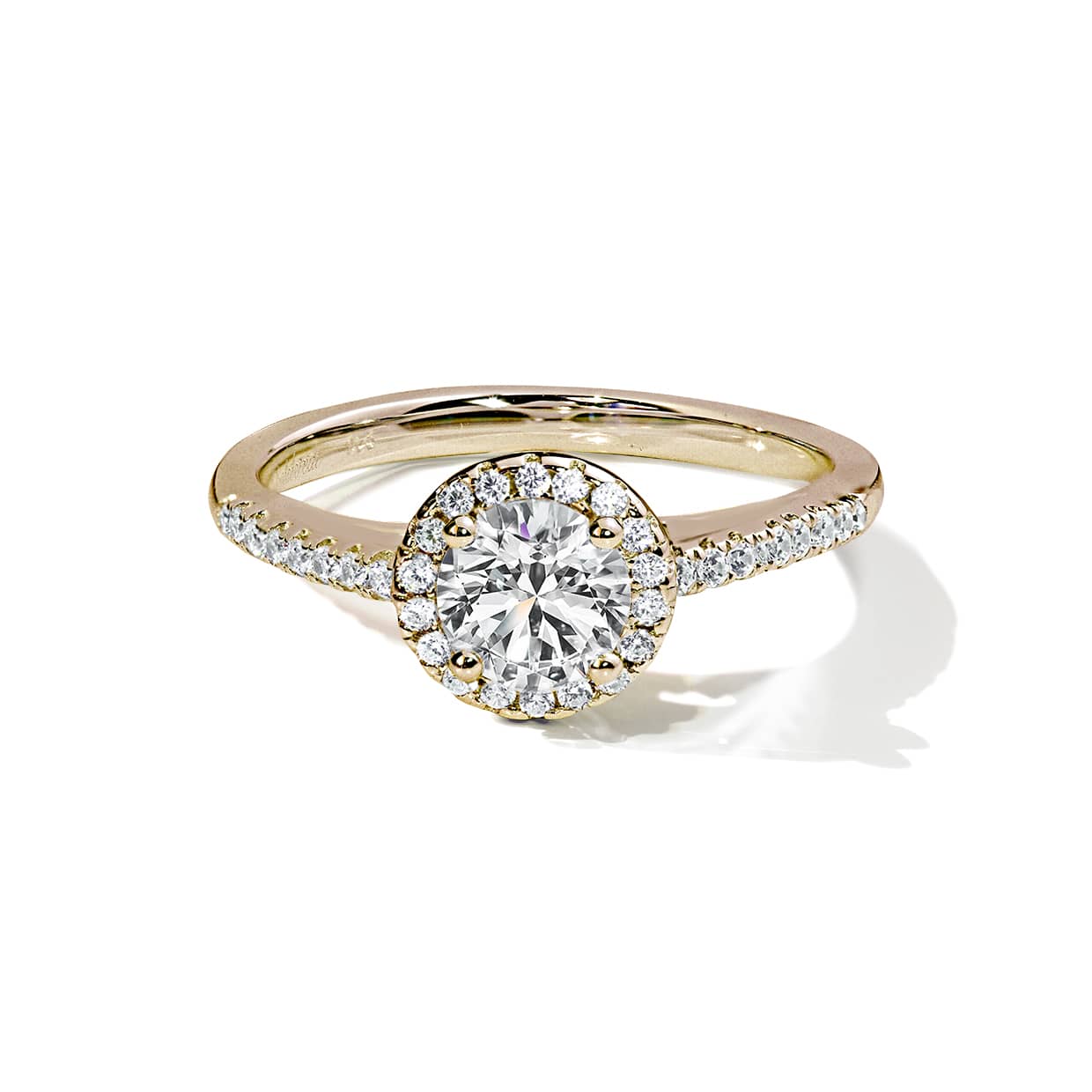 Isadora Klassisk Rund Halo Forlovelsesring - 14k Guld  66