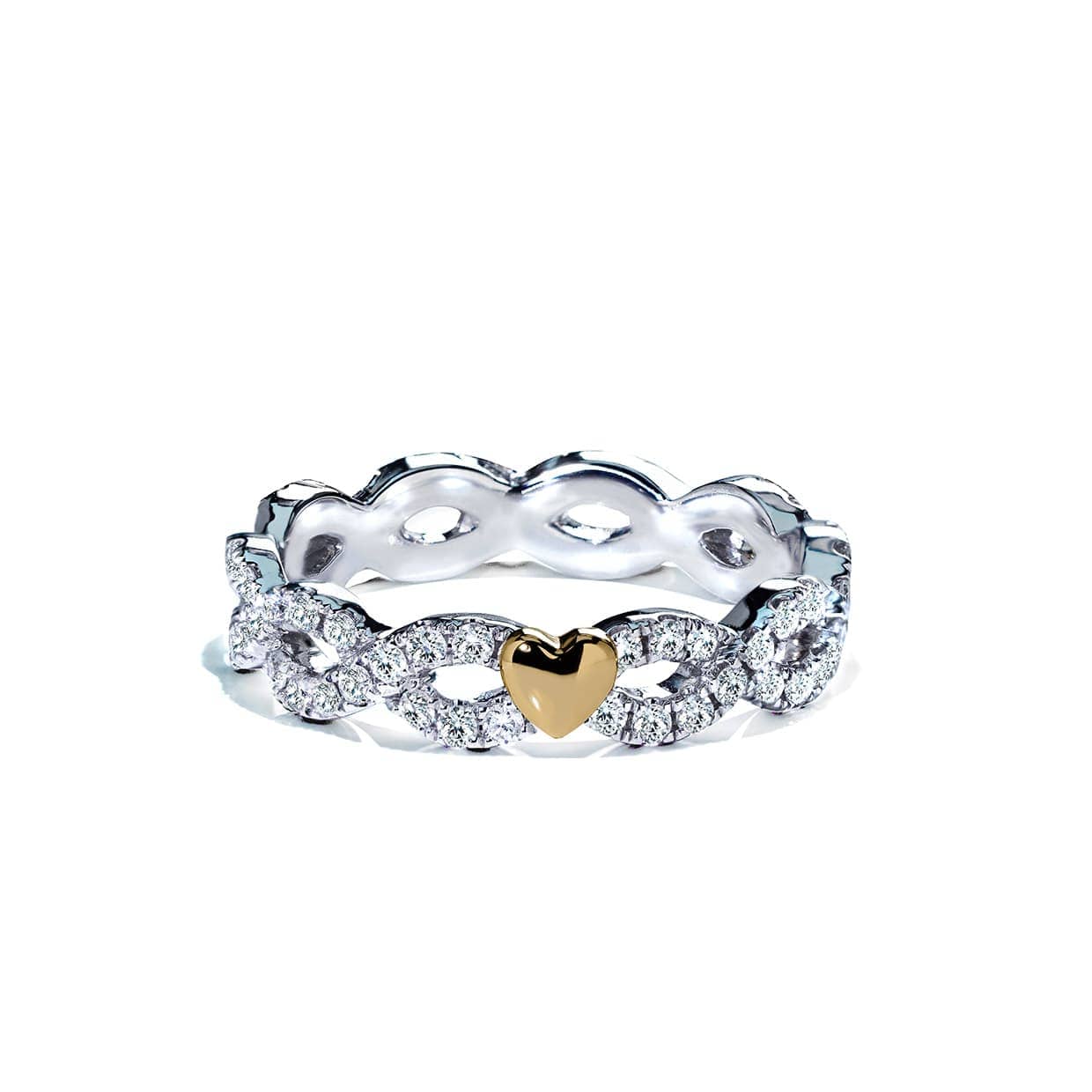 Diamantring Eternity Twist Micropav? Med Hjerte I Guld Og Hvidguld - 14k Guld  66
