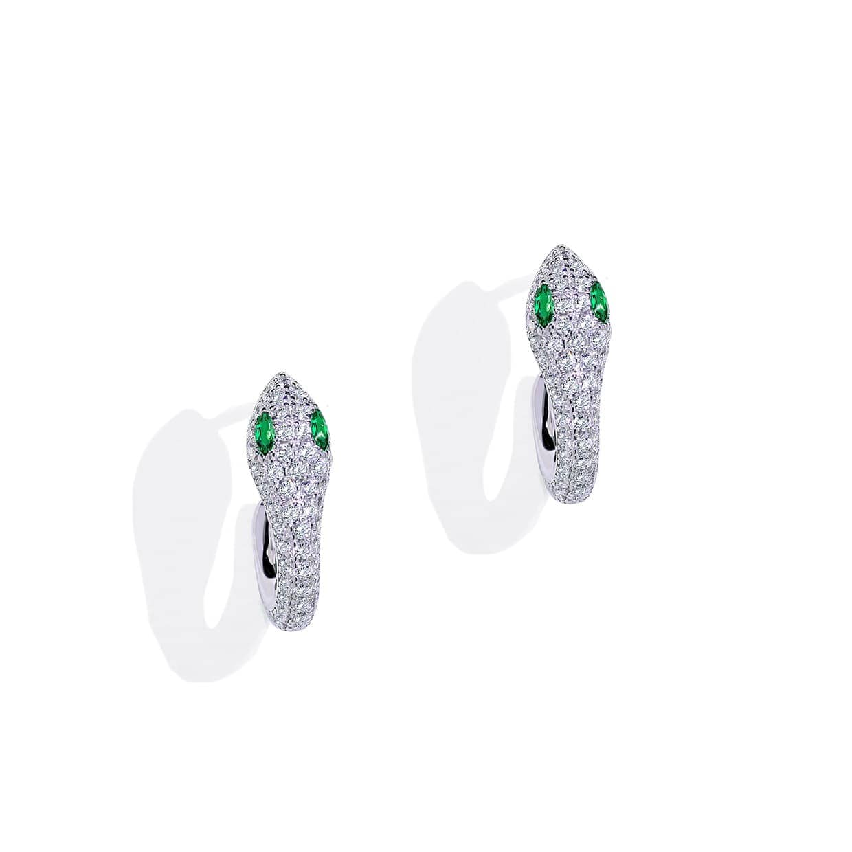 Flora Slange øreringe I Sterling Sølv Med Grønne Emerald Sten